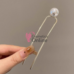 Accesoriu de par modern Japonez pentru cocuri din metal JPN10LL Argintiu cu perla